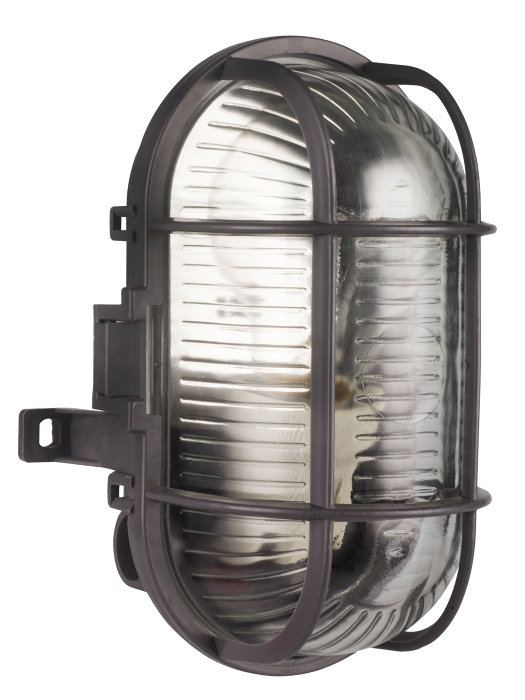 Oval vegglampe grå
